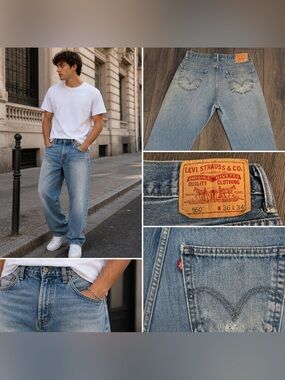 Levi’s 550 Relaxed Fit Jeans Distressed Light Wash 36x34